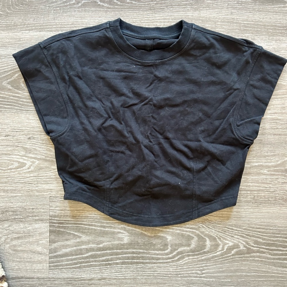 lululemon athletica Black Cropped Boxy Crewneck Top